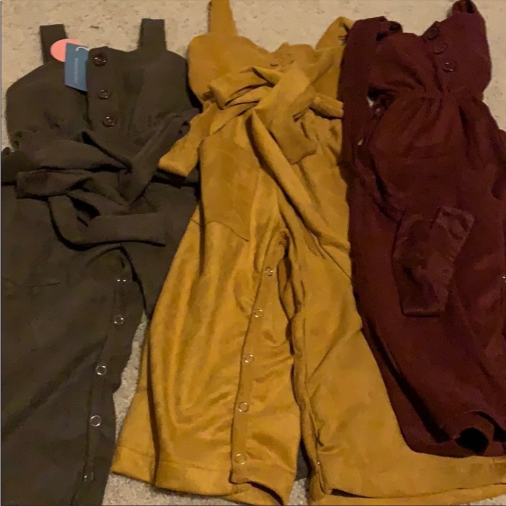 Set of 3 Bailey’s Blossoms velvet jumpsuits